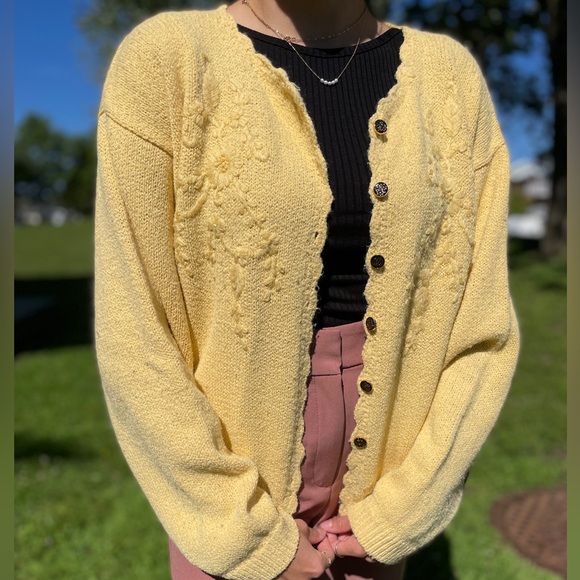 Yellow Knit Cardigan - Picture 6 of 7